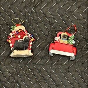 Kurt Adler Pug Christmas ornaments